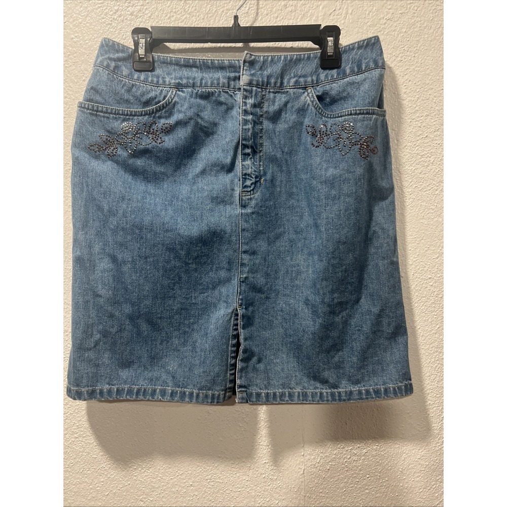 Vintage Lizwear Liz Claiborne Y2K Denim Jean Skirt Size 12 A-Line Cottagecore